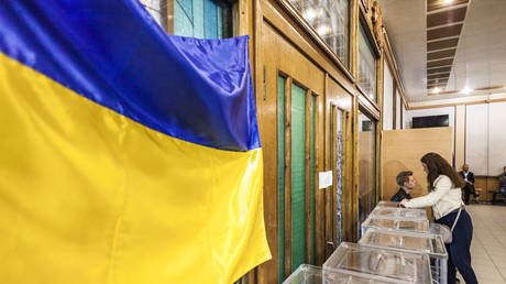 A polling station during the Ukrainian presidential election, Kiev, March 31, 2019.