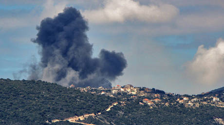 Israeli airstrike in the southern Lebanese village of Sujoud in Iqlim al-Toufah, March 22, 2025