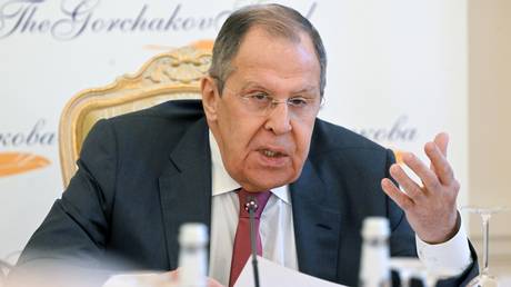 Russian Foreign Minister Sergey Lavrov chairs a meeting of the Alexander Gorchakov public diplomacy fund’s board of trustees, March 24, 2025.