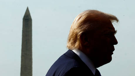 US President Donald Trump speaks to the media as he departs the White House on April 25, 2025 in Washington, DC
