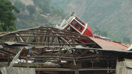 A view of destruction at the Bilal Mosque in Pakistan-Administrated Kashmir after Indian strikes
