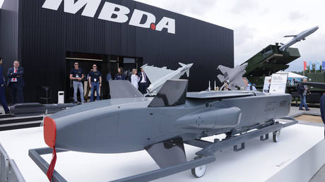 FILE PHOTO. An inert Taurus cruise missile of MBDA lies on display at the 2024 ILA Berlin Air Show on June 05, 2024 in Schoenefeld, Germany.