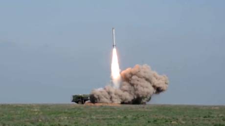 A ballistic missile being launched by a Russian Iskander-M system.