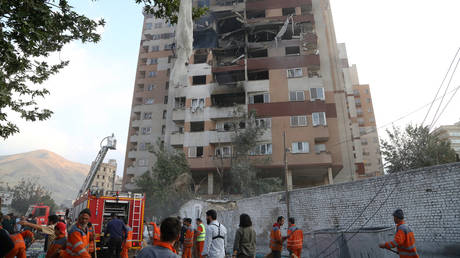 A view of a damaged building in the Iranian capital, Tehran, following an Israeli attack, on June 13, 2025.