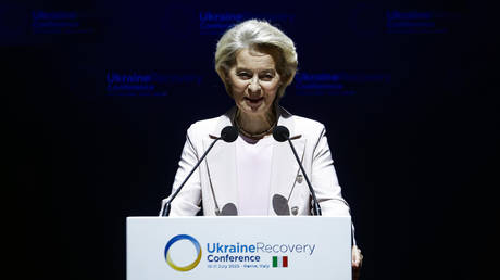 European Commission President Ursula von der Leyen during the meeting Ukraine Recovery Conference URC 2025, in Rome, Italy, 10 July 2025.