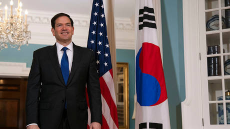 US Secretary of State Marco Rubio at  the U.S. Department of State on July 31, 2025.