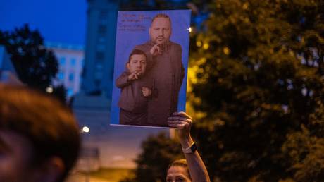 An anti-government protest in Kiev, Ukraine, July 24, 2025.