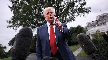 US President Donald Trump at the White House on August 01, 2025 in Washington, DC.