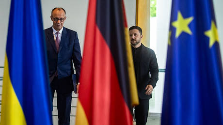 German Chancellor Friedrich Merz and Ukraine's Vladimir Zelensky.