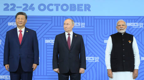 FILE PHOTO: President of China Xi Jinping, President of Russia Vladimir Putin and Prime Minister of India Narendra Modi.
