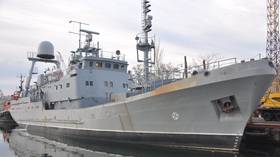 https://www.rt.com/russia/623641-watch-naval-drone-sink-ukrainian-warship/Russian forces sink Ukrainian warship – MOD