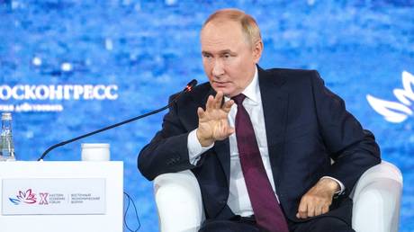 Russian President Vladimir Putin attends a plenary session of the 2025 Eastern Economic Forum (EEF).