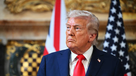 Donald Trump addresses the crowd at Charlie Kirk memorial service