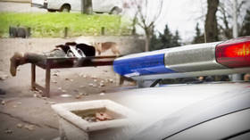 Woman taped to bench in Ukraine in public punishment (VIDEO)