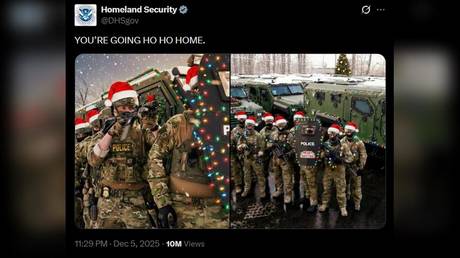 ‘Santa’ Trump sends immigrants home in Christmas deportation memes