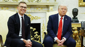 US President Donald Trump and Finnish President Alexander Stubb meet at the White House in Washignton DC, October 9, 2025