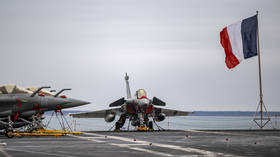 A Rafale Marine fighter jet on the deck of the French aircraft carrier Charles De Gaulle during a port call in Malmo, Sweden, February 25, 2026
