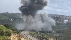 The Israeli military target the Qasmiyeh Bridge linking southern and northern Lebanon in an airstrike on MArch 22, 2026.
