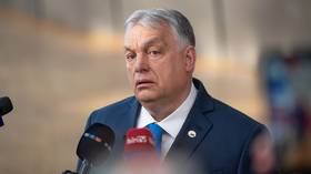 Hungarian Prime Minister Viktor Orban speaks to journalists ahead of an EU summit in Brussels, March 19, 2026.