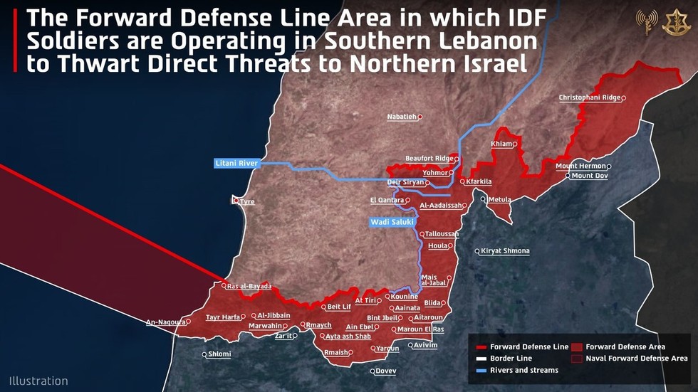 Israeli map shows continued troop deployment in Lebanon despite ceasefire — RT World News