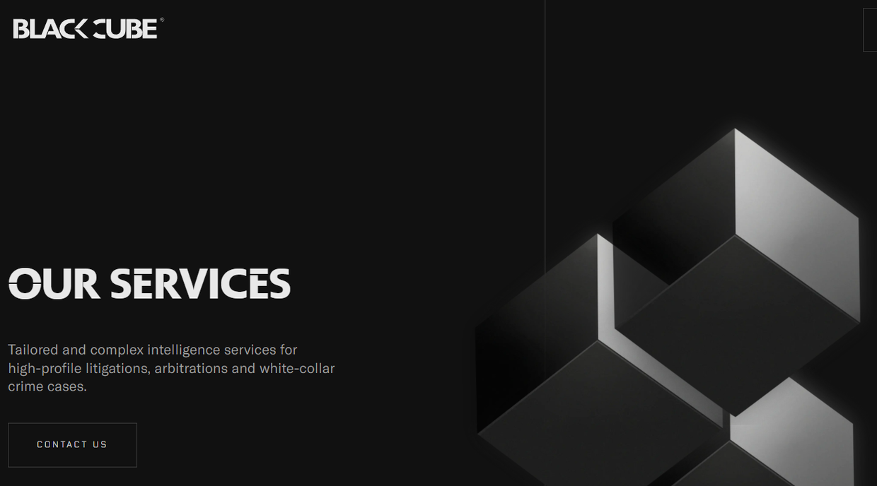 A screenshot from Black Cube's website