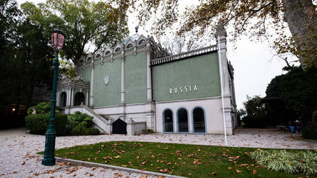 The Russian pavilion at the Venice Biennale in Venice, Italy in 2023.