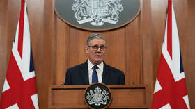 British Prime Minister Keir Starmer delivers an address on the US-Israeli war on Iran and energy costs, London, UK, April 1, 2026