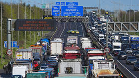 Heavy traffic on Dublin's M50 Northbound, due to vehicles taking part on the third day of a National Fuel Protest against rising fuel prices, April 9, 2026