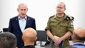 Israeli Prime Minister Benjamin Netanyahu and Military Secretary Roman Gofman visiting an IDF intelligence base, June 20, 2025.