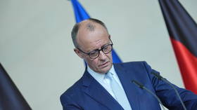 German Chancellor Friedrich Merz takes part in a press statement on the current international and national situation in Berlin, Germny on April 9, 2026.