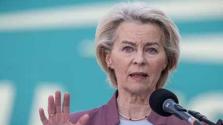 Ursula von der Leyen takes part in a press conference in Berlin, Germany, April 27, 2026