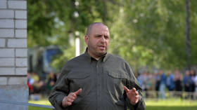 The then Ukrainian defense minister, Rustem Umerov, talks to journalists in Ukraine, on May 23, 2025.