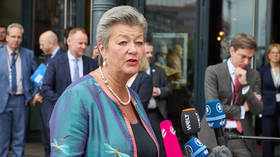 Ylva Johansson, then EU Commissioner for Home Affairs and current EU Special Envoy for Ukrainians, speaks to journalists in Hamburg, Germany, on May 7, 2024.