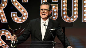 Stephen Colbert speaks during the 2026 Writers Guild Awards New York Ceremony in New York City, March 8, 2026