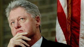 Bill Clinton pictured during impeachment proceedings in Washington DC, 1998