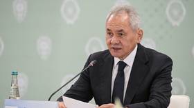 Russian Security Council Secretary Sergey Shoigu speaks at an interantional security forum in Moscow Region, Russia, on May 27, 2026.