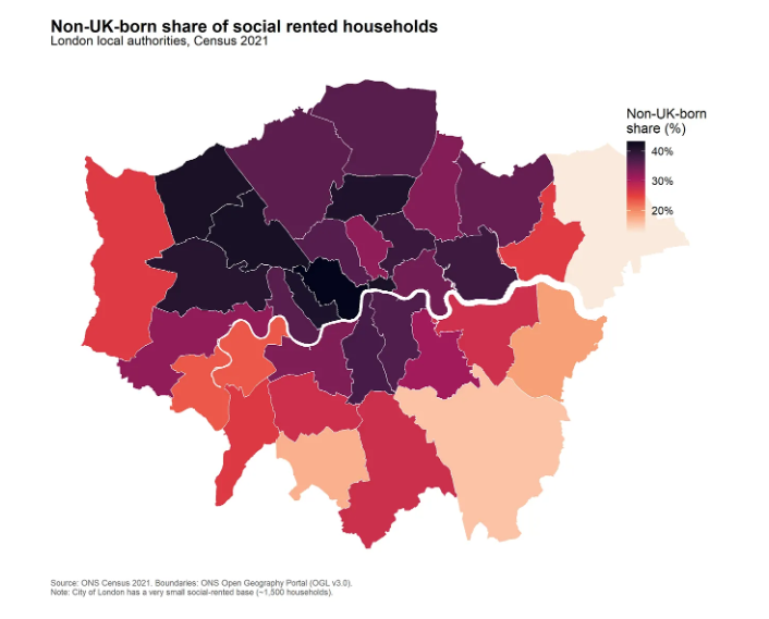 UK census data showing foreign occupancy of social housing, published by Nigel Farage, June 13, 2026