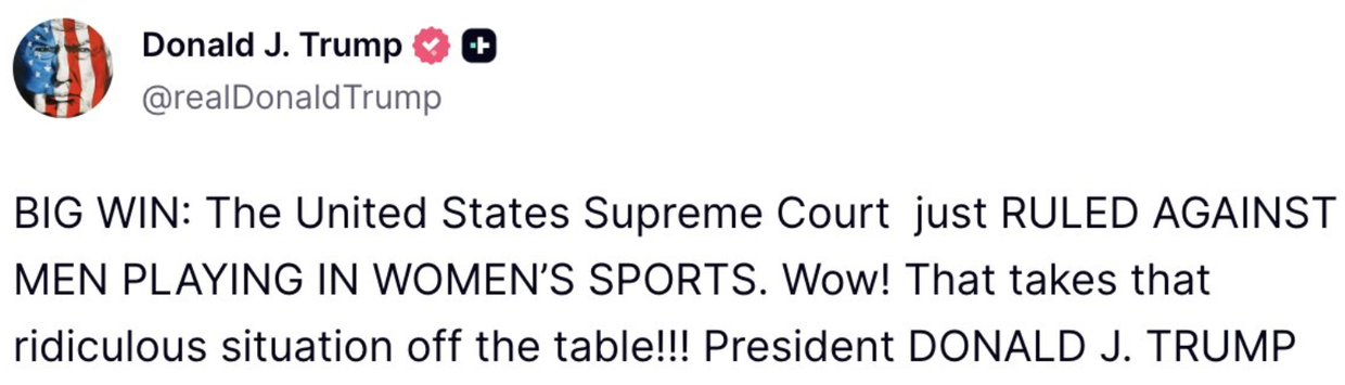 A social media post by US President Donald Trump, June 30, 2026