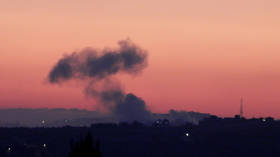 Smoke billowing from buildings following Israeli strikes near the city of Nabatieh, Lebanon, May 31, 2026.