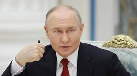 Russian President Vladimir Putin meets the military in the Kremlin in Moscow, Russia, on June 12, 2026.