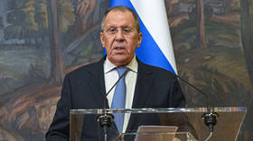 Russian Foreign Minister Sergey Lavrov during a joint press conference with his Turkish counterpart, Hakan Fidan.