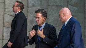 NATO Secretary-General Mark Rutte and Italian Defense Minister Guido Crosetto ahead of a ministerial meeting at the bloc’s HQ in Brussels.