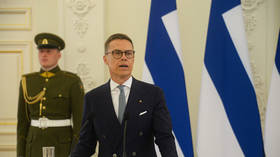 Finnish President Alexander Stubb speaks at a press conference in Vilnius, Lithuania, on May 14, 2026.