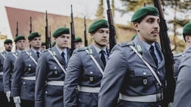 Soldiers are lined up during a ceremony attended by Defense Minister Boris Pistorius in Berlin, Germany, on March 23, 2026.