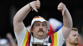 A German fan reacts to the national team's loss to Paraguay at a World Cup Round of 32 match in Boston, Massachusetts, June 29, 2026
