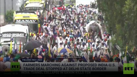 Indian farmers march to Delhi to protest US trade deal