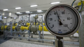 A pressure gauge is seen at a pumping station of the 'Augusta' gas pipeline in Kotz, Germany, March 12, 2026