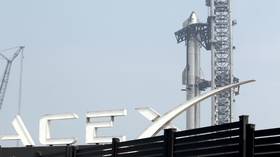 FILE PHOTO: Starship rocket seen at Boca Chica launch complex, Texas, US.