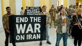 A veterans group protests the US-Israeli war on Iran at the US Capitol in Washington DC, April 20, 2026