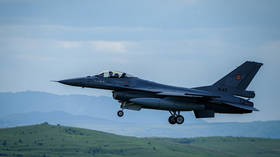 A Romanian Air Force F-16 fighter jet lands at 71st Airbase  during NATO exercises in Campia Turzii, Romania, May 14, 2024